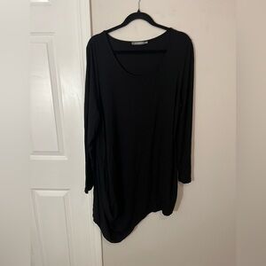 Alembika Women's Black Asymmetric Tunic Top - Long Sleeve,4